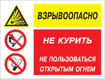 Кз 58 взрывоопасно - не курить и не пользоваться открытым огнем. (пластик, 400х300 мм) - Знаки безопасности - Комбинированные знаки безопасности - Магазин охраны труда ohranatruda-shop.ru