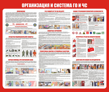 С54-3 Организация и система гражданской обороны и защиты от чрезвычайных ситуаций (1200х1000 мм, 3 мм, Прямая печать на пластик)  - Стенды - Стенды по гражданской обороне и чрезвычайным ситуациям - Магазин охраны труда ohranatruda-shop.ru